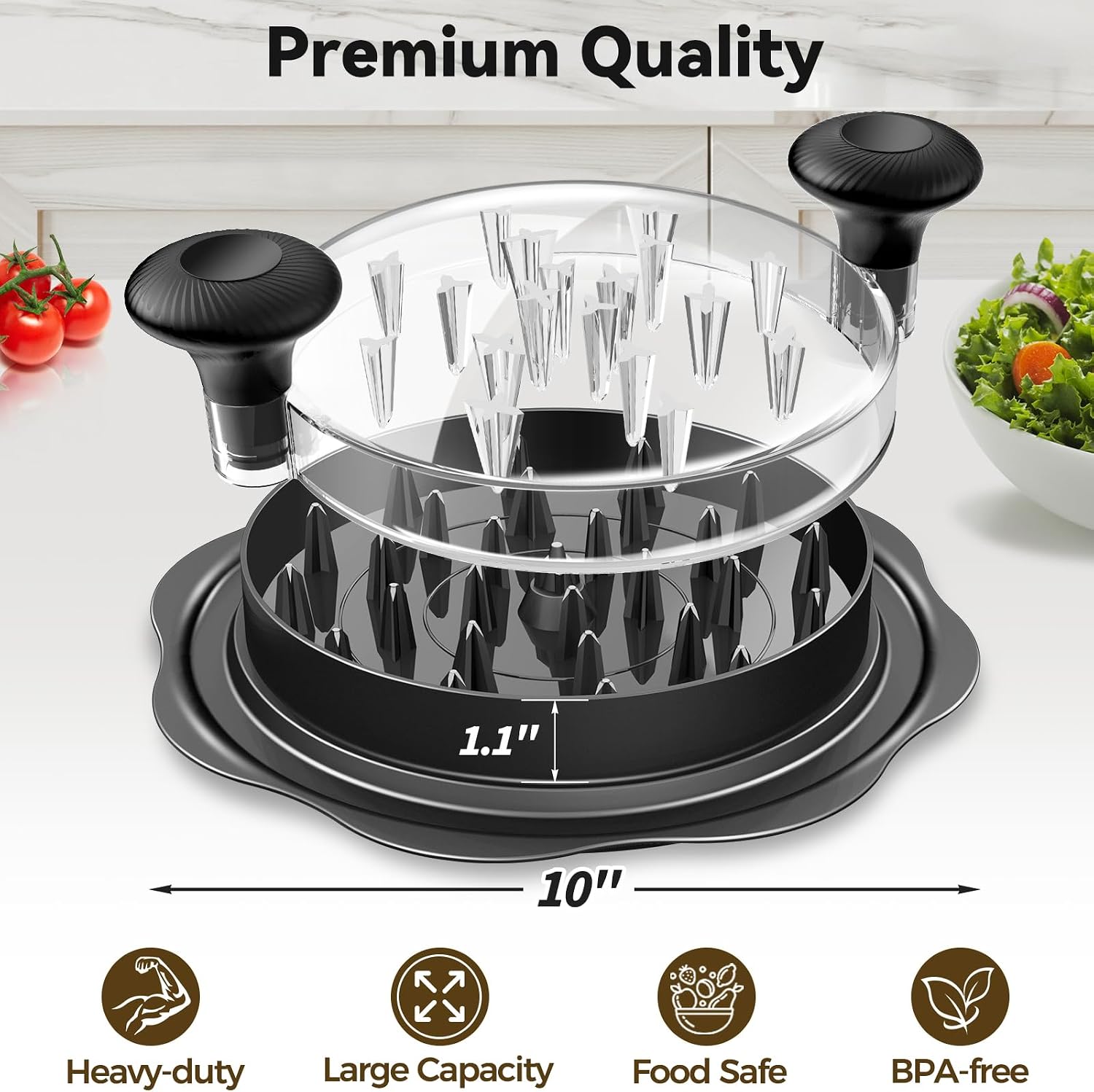 10 in Chicken Shredder Tool, BPA Free, Black