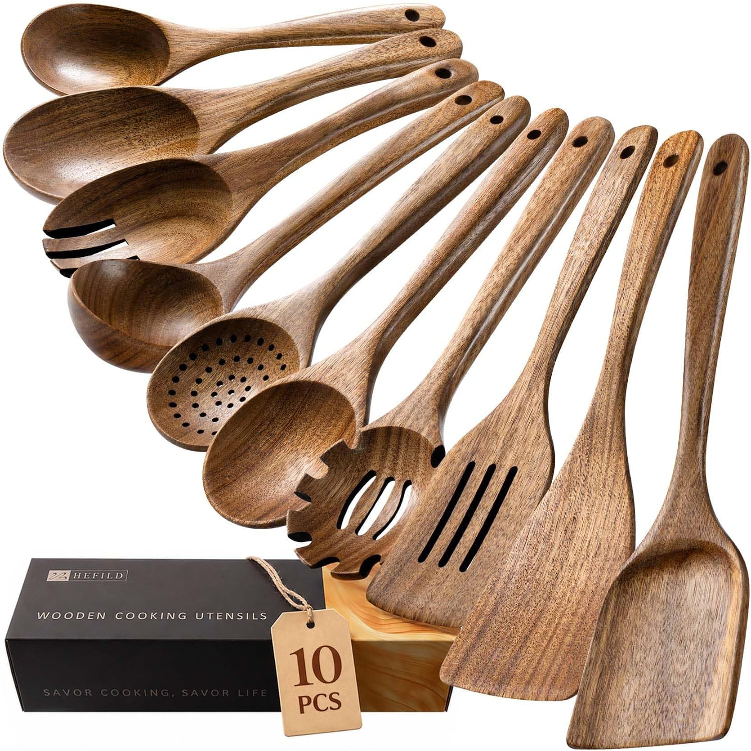 10 Piece Acacia Wood Cooking Utensil Set