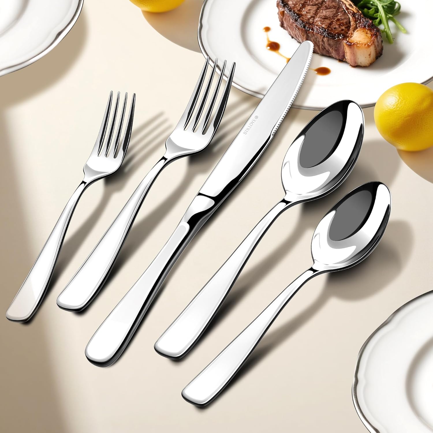 40 Piece Stainless Steel Flatware Set for 8, Rust Proof