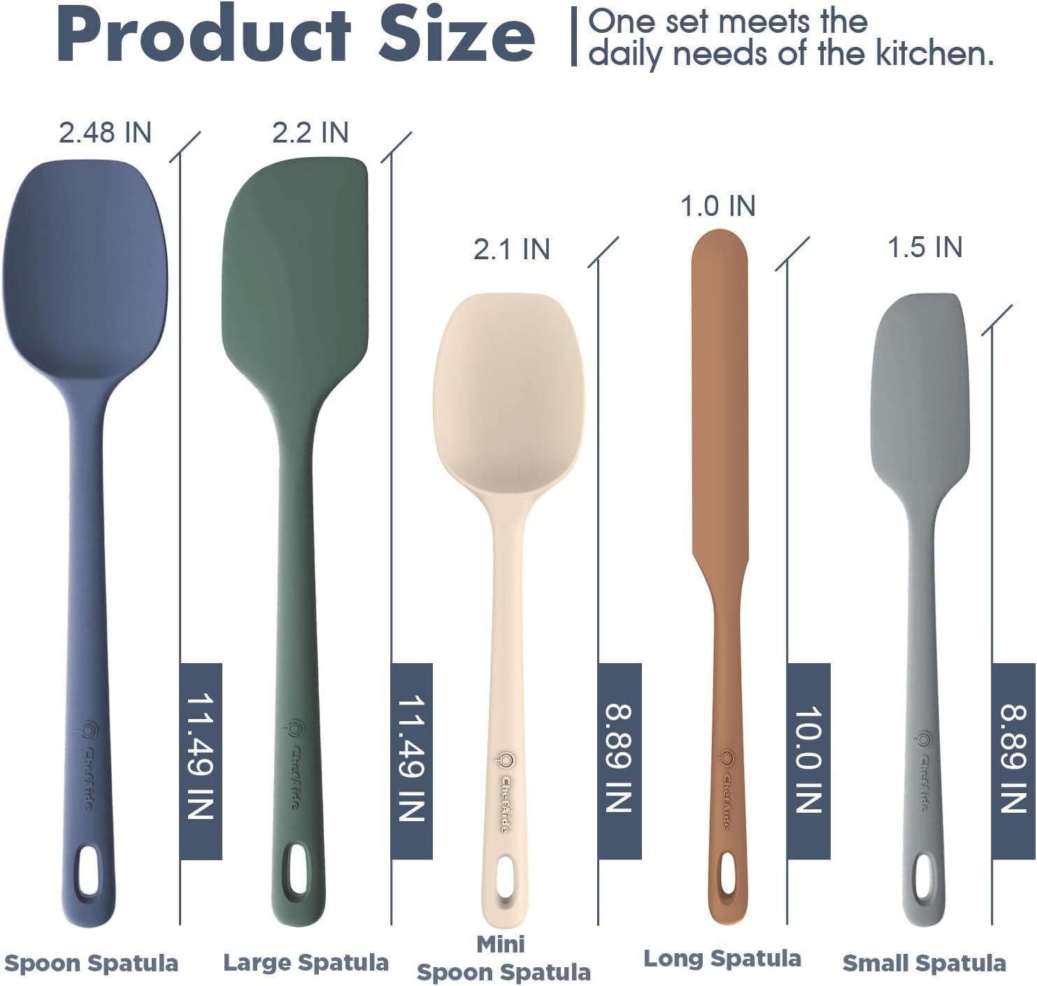5 Piece Silicone Spatula Set, Food Grade with Strong Handles