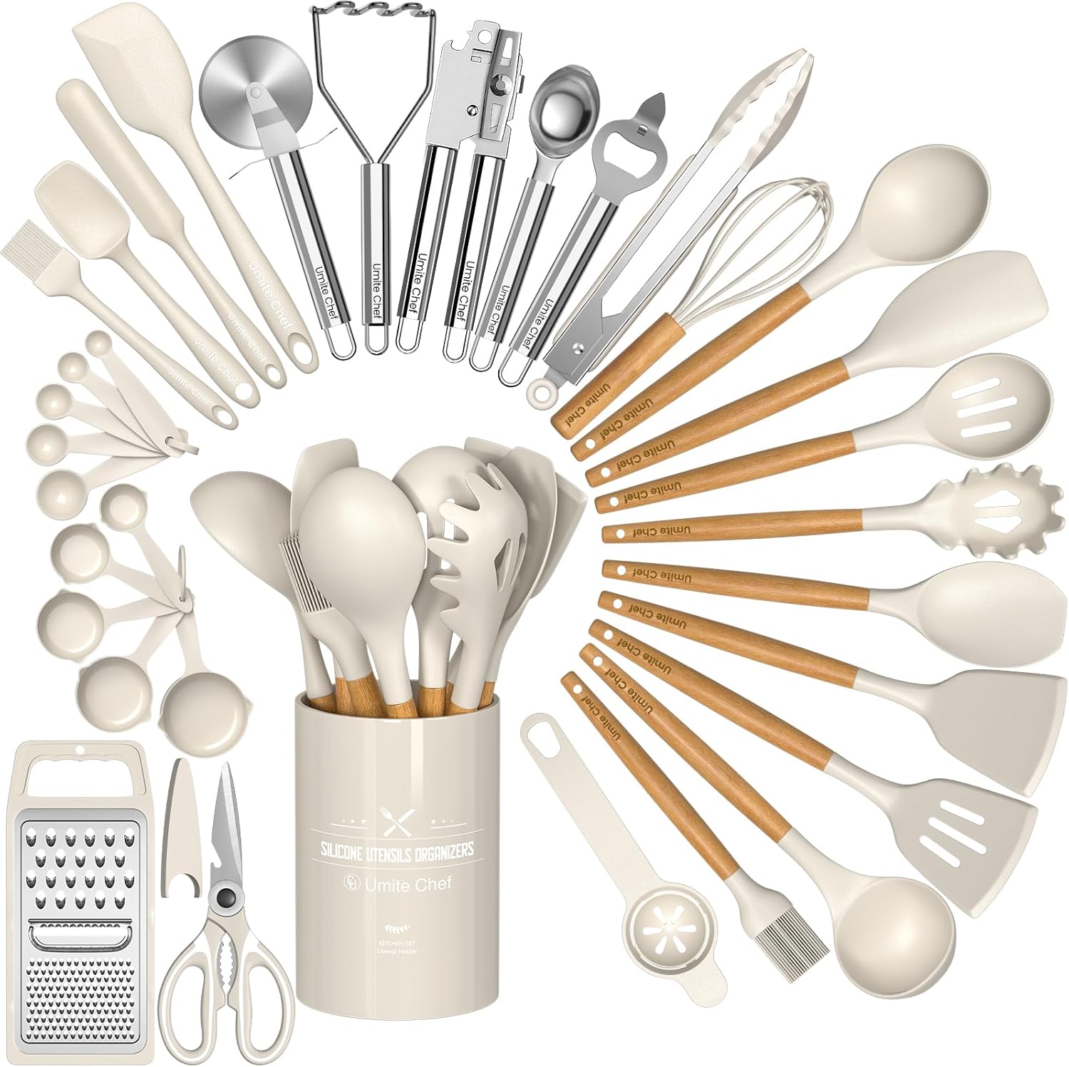 Silicone Kitchen Utensil Set with Stainless Steel Core