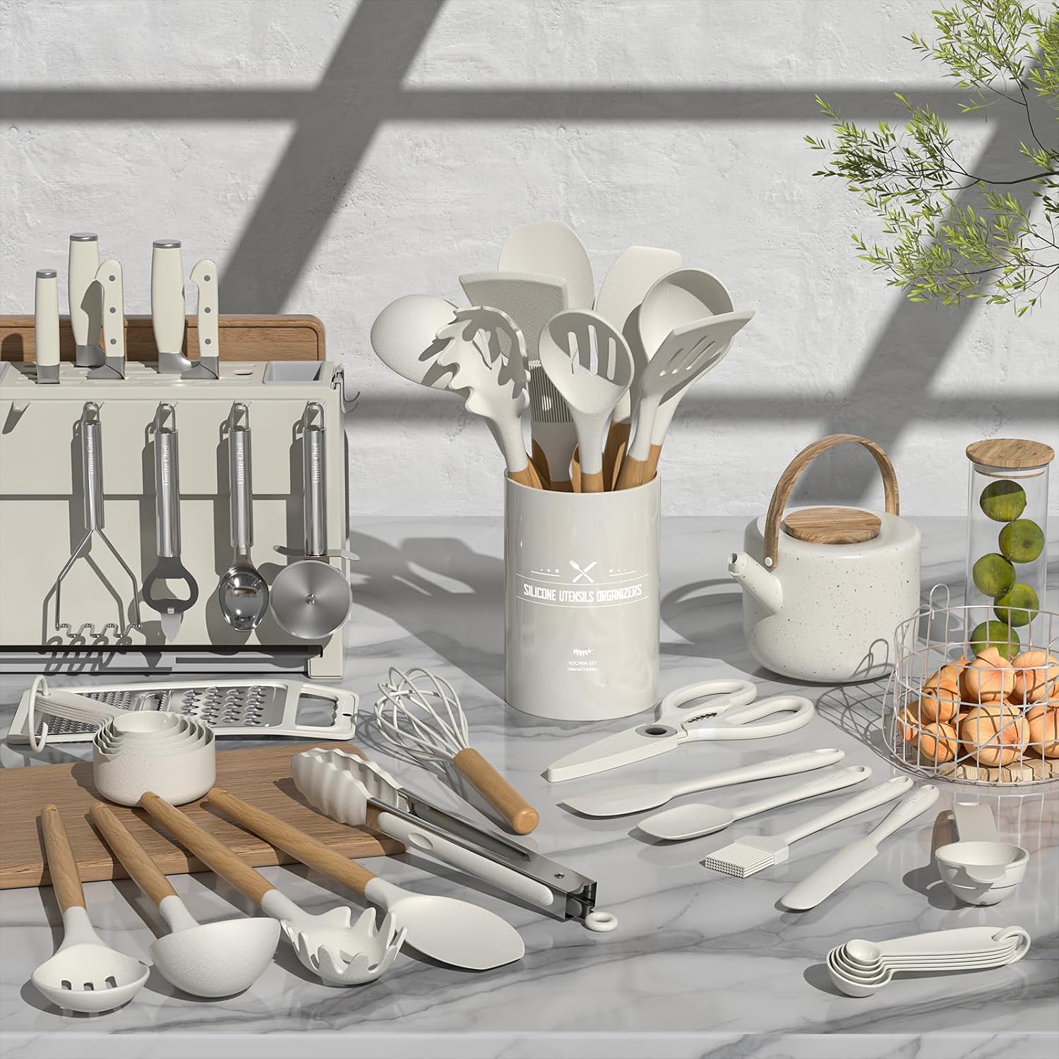 Silicone Kitchen Utensil Set with Stainless Steel Core
